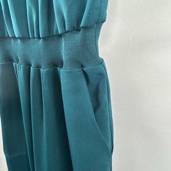RW&CO Chic Teal Satin One-Piece Jumpsuit - X-Small XS - Picture 7 of 11